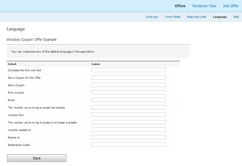 Translate and Customize the Default Language for Your Offers!