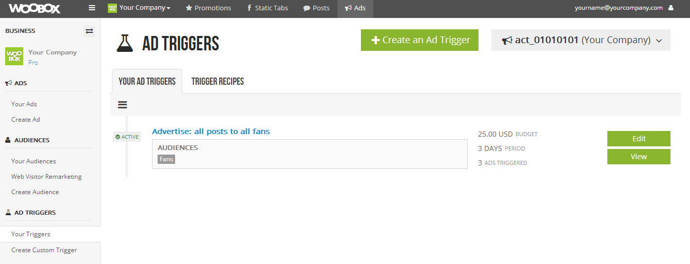 Ad Trigger landing page