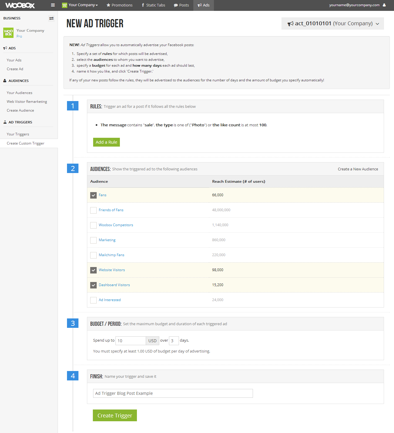 COmpleted ad trigger profile