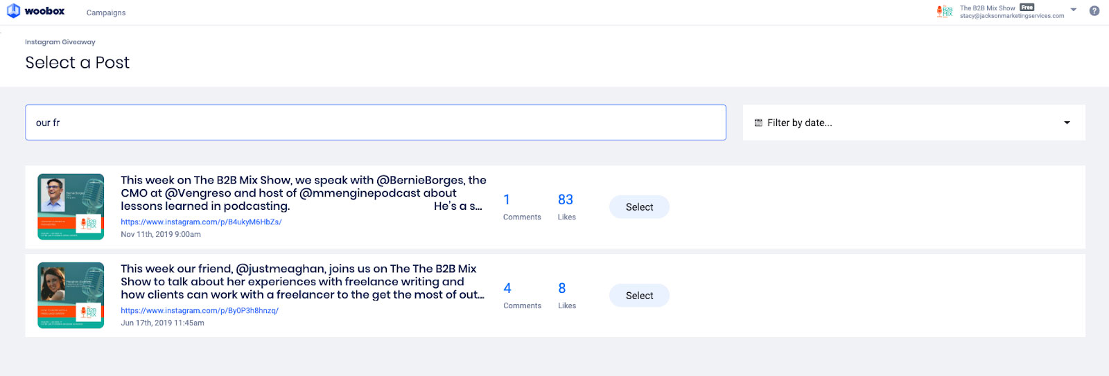 woobox instagram facebook comment picker post