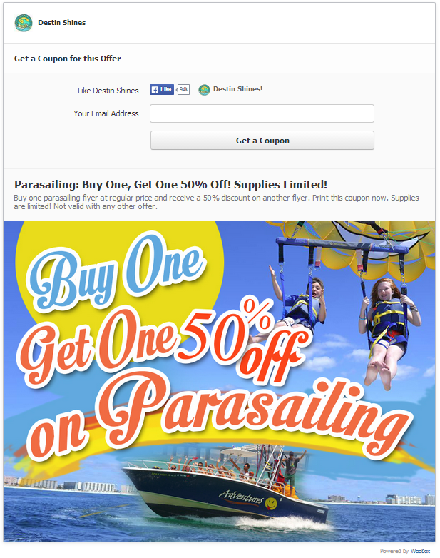 Parasailing Buy One Get One 50 Off Supplies Limited