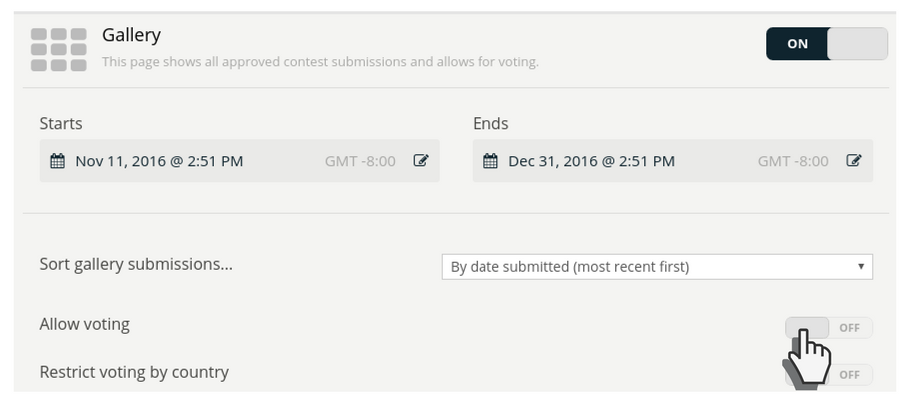 Voting off - Edit screen